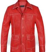 men's red lambskin leather trucker jacket rugged trucker style