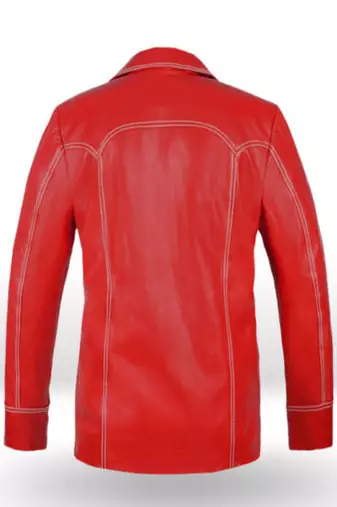 men's red lambskin leather trucker jacket rugged trucker style