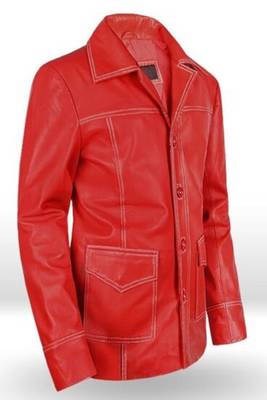 men's red lambskin leather trucker jacket rugged trucker style 3