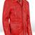 Red colort envelope pockets  genuine lambskin leather jacket  korean streetwear trucker