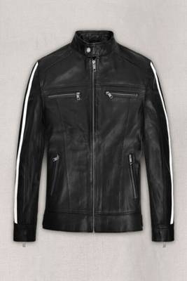 men's white lambskin leather biker jacket classic moto zip style original 2