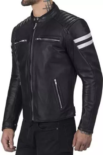men's white lambskin leather biker jacket quilted shoulder detailing premium