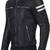 Men's black with white strip café racer quilted shoulder genuine lambskin leather jacket multiple zip &  biker style