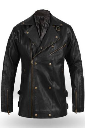 men's black lambskin leather biker jacket classic moto zip style modern luxury