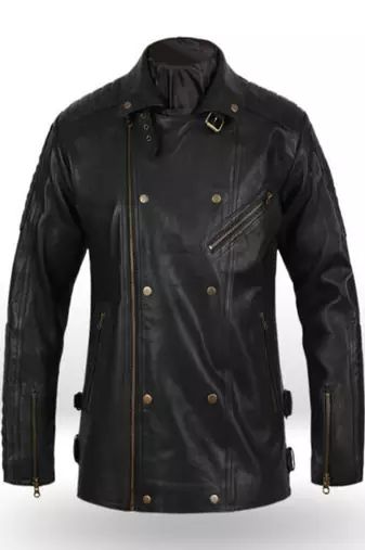 men's black lambskin leather biker jacket classic moto zip style modern luxury