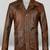 Brown men's genuine lambskin leather jacket button   trucker-style jacket buttons