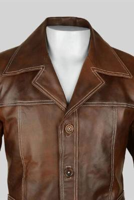 men's brown lambskin leather trucker jacket rugged trucker style premium 2