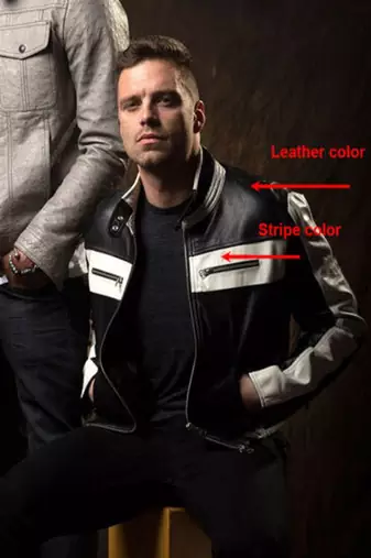 men's black and white lambskin leather bomber jacket ribbed cuffs premium