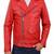 men's red genuine lambskin leather jacket  biker style zipper