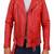 men's red genuine lambskin leather jacket  biker style zipper