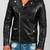 Mens black genuine lambskin leather jacket  biker style zipper pockets