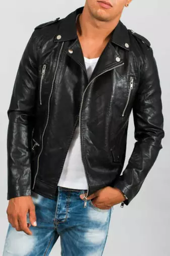 men's black lambskin leather biker jacket classic moto zip style modern deluxe