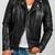 Mens black genuine lambskin leather jacket  biker style zipper pockets