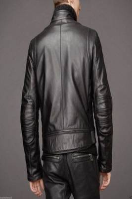 men's black lambskin leather bomber jacket ribbed cuffs and waist genuine 2