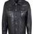Mens black button design genuine lambskin leather trucker jacket zipper biker style
