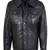 Mens black button design genuine lambskin leather trucker jacket zipper biker style