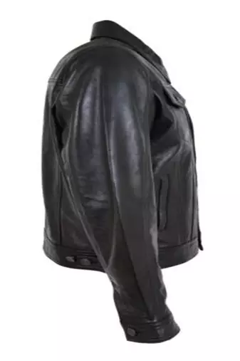 men's black lambskin leather trucker jacket rugged trucker style modern