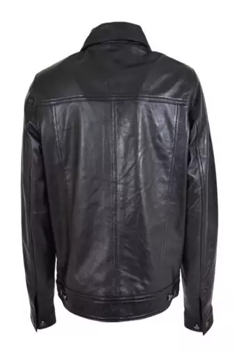 men's black lambskin leather trucker jacket rugged trucker style modern