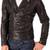 Men's dark brown  genuine lambskin leather jacket- multiple zipper & quilterd shoulder biker style