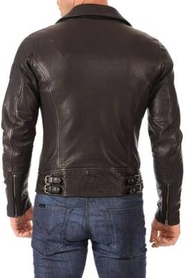 men's dark brown lambskin leather biker jacket classic moto zip modern 2