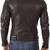 Men's dark brown  genuine lambskin leather jacket- multiple zipper & quilterd shoulder biker style