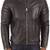 Men's dark brown genuine lambskin leather jacket quilterd shoulder biker style