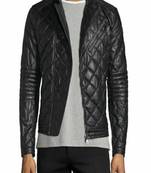 men's black premium lambskin leather jacket premium quilted design genuine