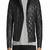 Mens quilted black color jacket genuine lambskin leather jacket zipper style