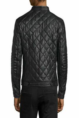 men's black premium lambskin leather jacket premium quilted design genuine 3