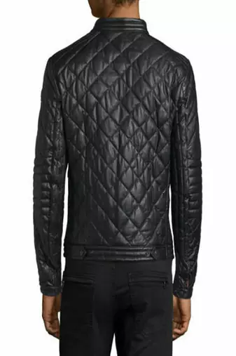 men's black premium lambskin leather jacket premium quilted design genuine