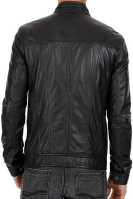 men's black lambskin leather biker jacket classic zip up style modern 2