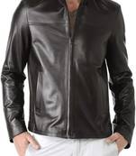 Mens soft genuine lambskin napa leather plain black design