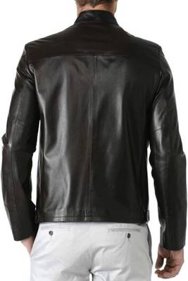 men's black napa leather jacket classic zip up style 2