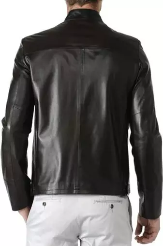 men's black napa leather jacket classic zip up style