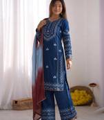 Womens trendy stylish embroidery thread work kurta set