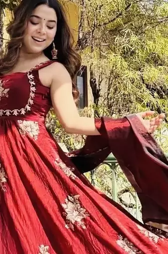 maroon silk sharara kurta set with embroidered design