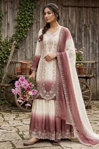 New trending heavy dual tone peding star georgette kurta set