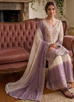 purple georgette salwar kameez with embroidery work 2