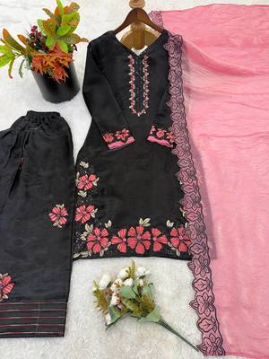 peach silk salwar kameez with embroidery sequins work 4