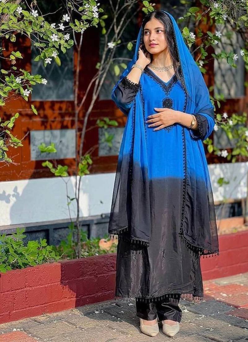 Womens's trendy stylish french crepe silk kurta sent