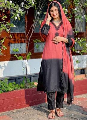 peach silk salwar kameez with embroidered work 1