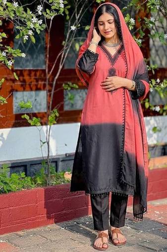 Womens's trendy stylish french crepe silk kurta sent
