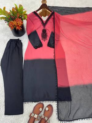 peach silk salwar kameez with embroidered work 4