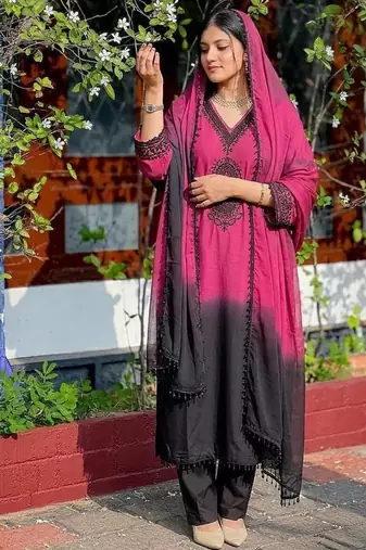 Womens's trendy stylish french crepe silk kurta sent