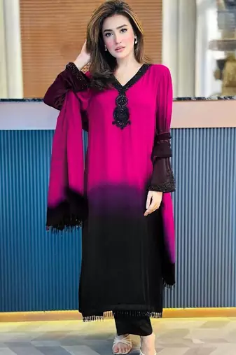 Womens's trendy french crepe silk kurta sent