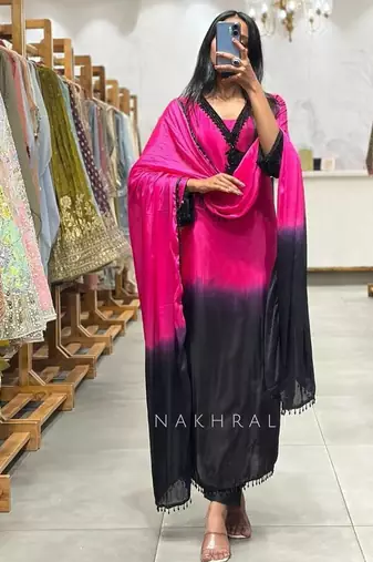 Womens's trendy french crepe silk kurta sent