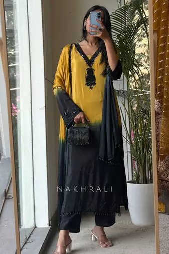 Womens's trendy french crepe silk kurta sent