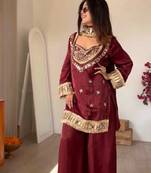 New trendy stylish real mirror work with lace border kurta set