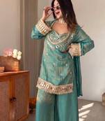  real mirror work with lace border kurta set
