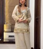  real mirror work with lace border kurta set